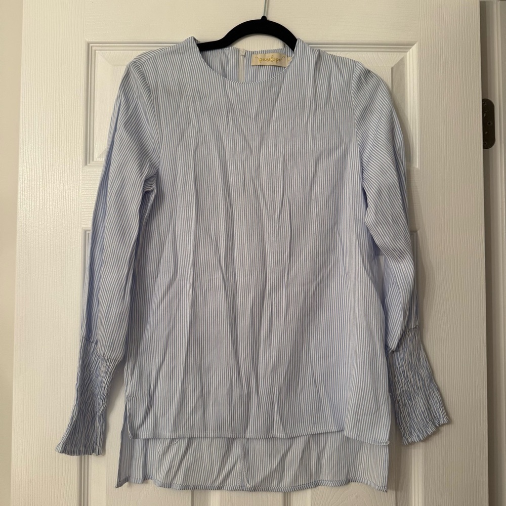 Penelope Blue Striped Long Sleeve Blouse